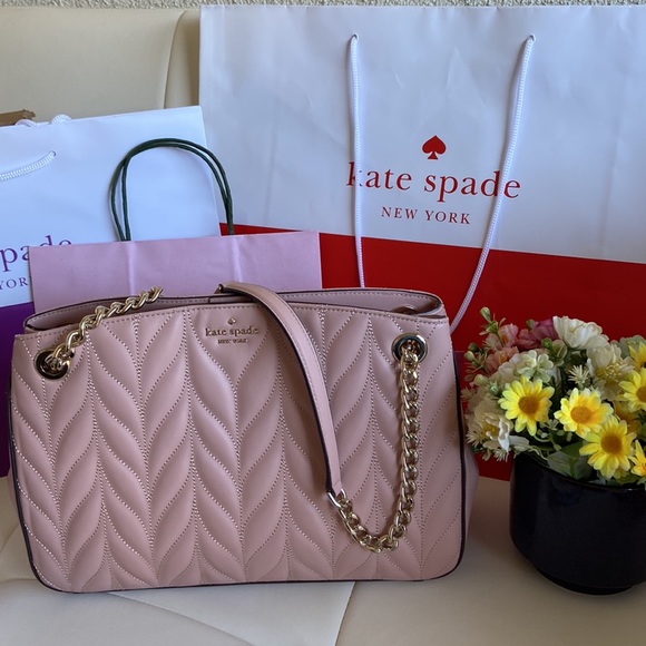 Kate Spade New York Briar Lane Quilted Med Convertible Shoulder Bag Rosy Cheeks - Picture 1 of 14